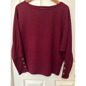SHEIN Women’s Burgundy Red Knitted Top Sz M